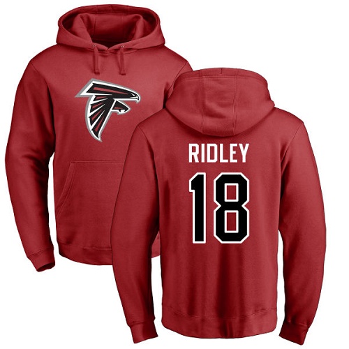 Atlanta Falcons Men Red Calvin Ridley Name And Number Logo NFL Football 18 Pullover Hoodie Sweatshirts